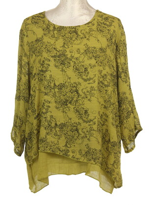 TOP068 CHARTREUSE : Gabriella 2 layer top