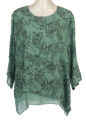 TOP068 GREEN : Gabriella 2 layer top