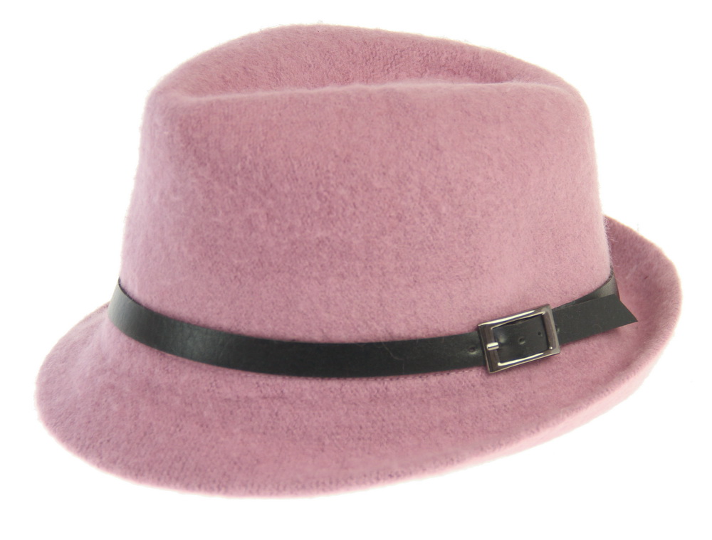 HAT655 PINK : Harlow Wool mix trilby hat