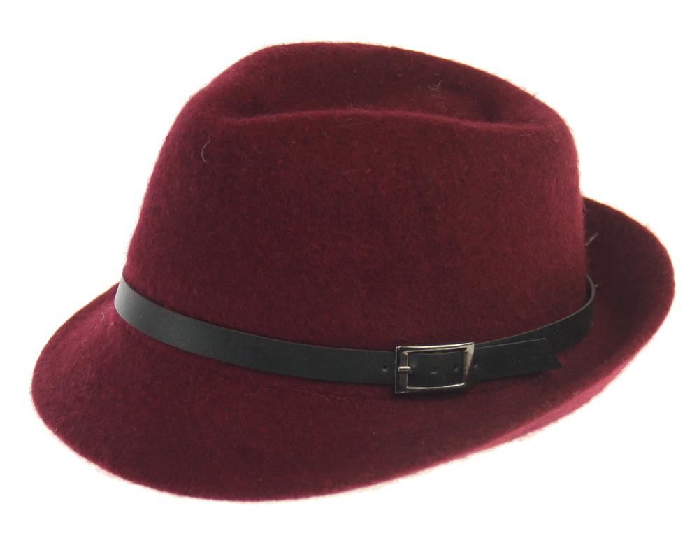 HAT655 WINE : Harlow Wool mix trilby hat