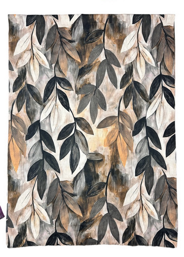 SCF3786 GREY : Trailing Leaves scarf