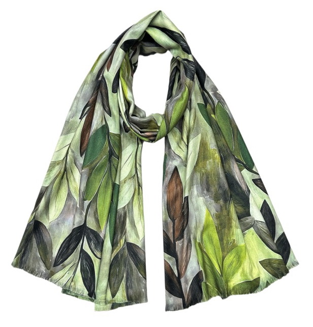 SCF3786 LIME : Trailing Leaves scarf