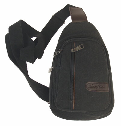 BAG641 BLACK : Canvas cross body backpack