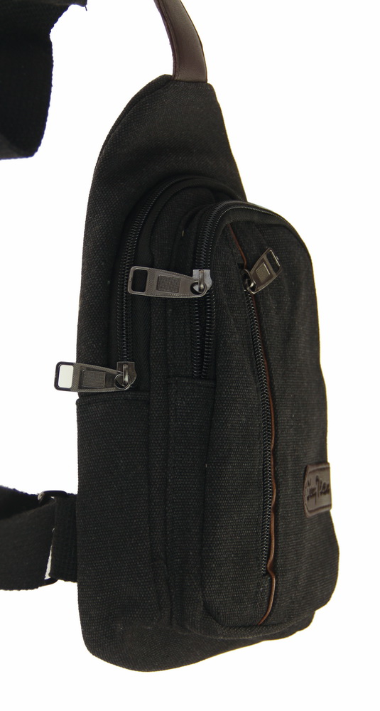 BAG641 BLACK : Canvas cross body backpack
