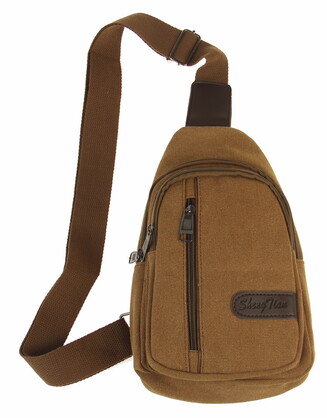 BAG641 COFFEE : Canvas cross body backpack