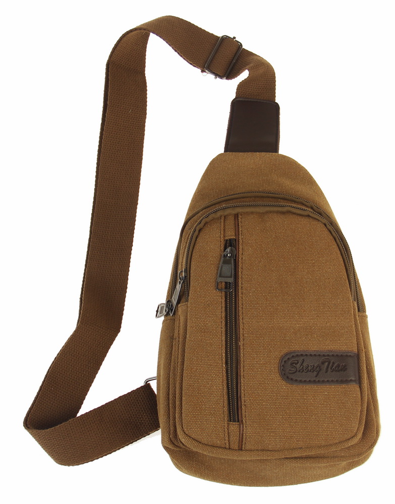 BAG641 COFFEE : Canvas cross body backpack