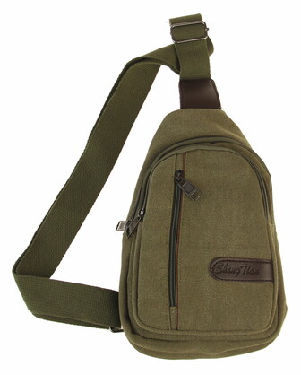 BAG641 GREEN : Canvas cross body backpack