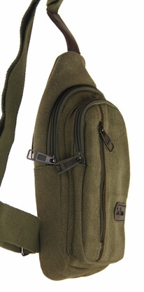 BAG641 GREEN : Canvas cross body backpack