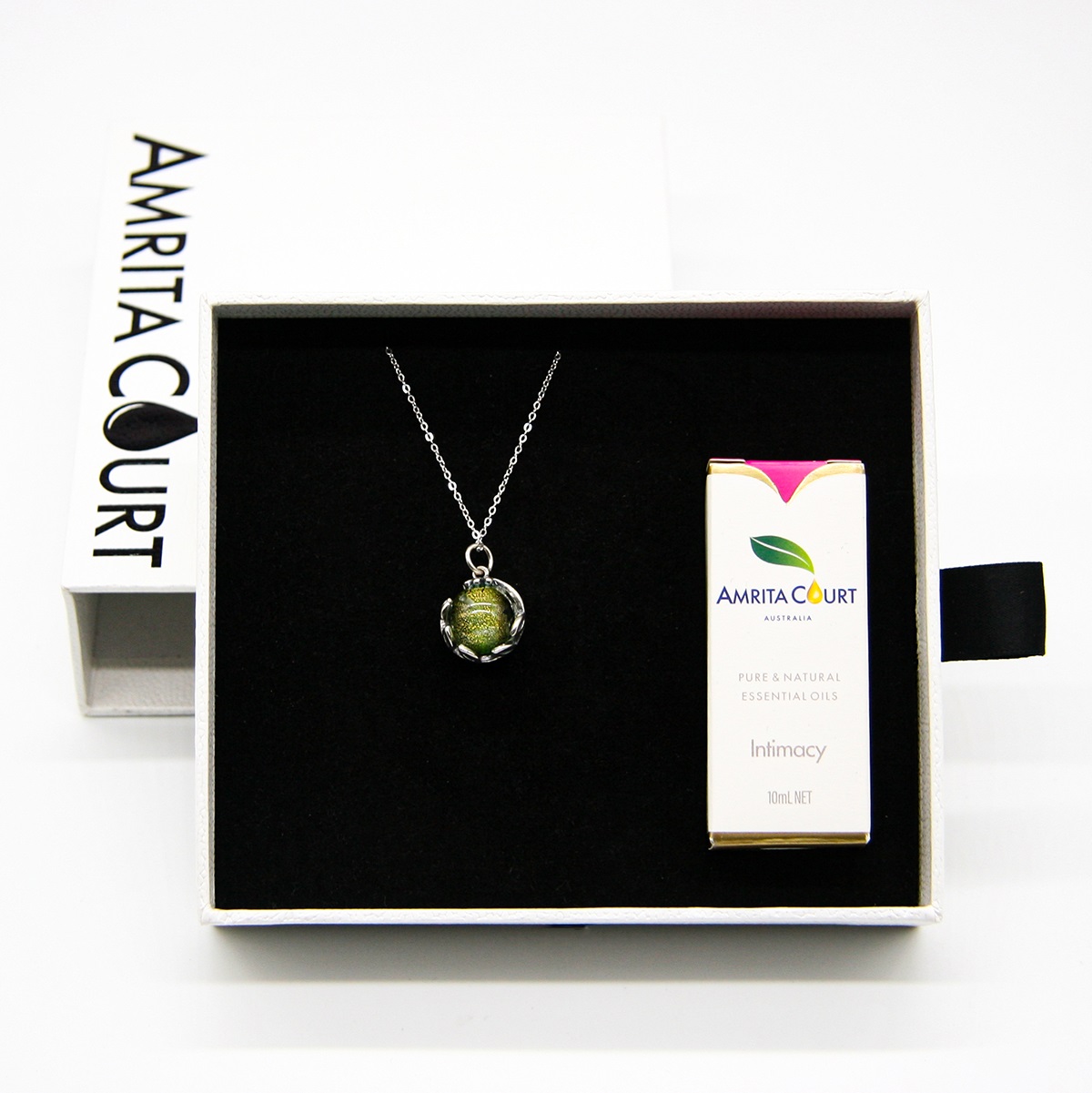 Gift Gox - Aroma Necklace White Gold - Planet Aurum Verdant (Gold Green) + Purify