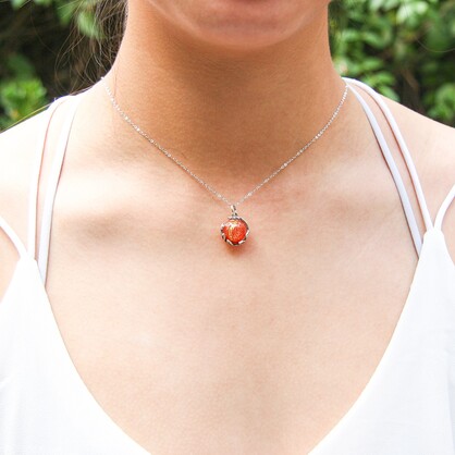 Gift Gox - Aroma Necklace White Gold - Planet Solstice Sunburst (Fire Red) + Purify