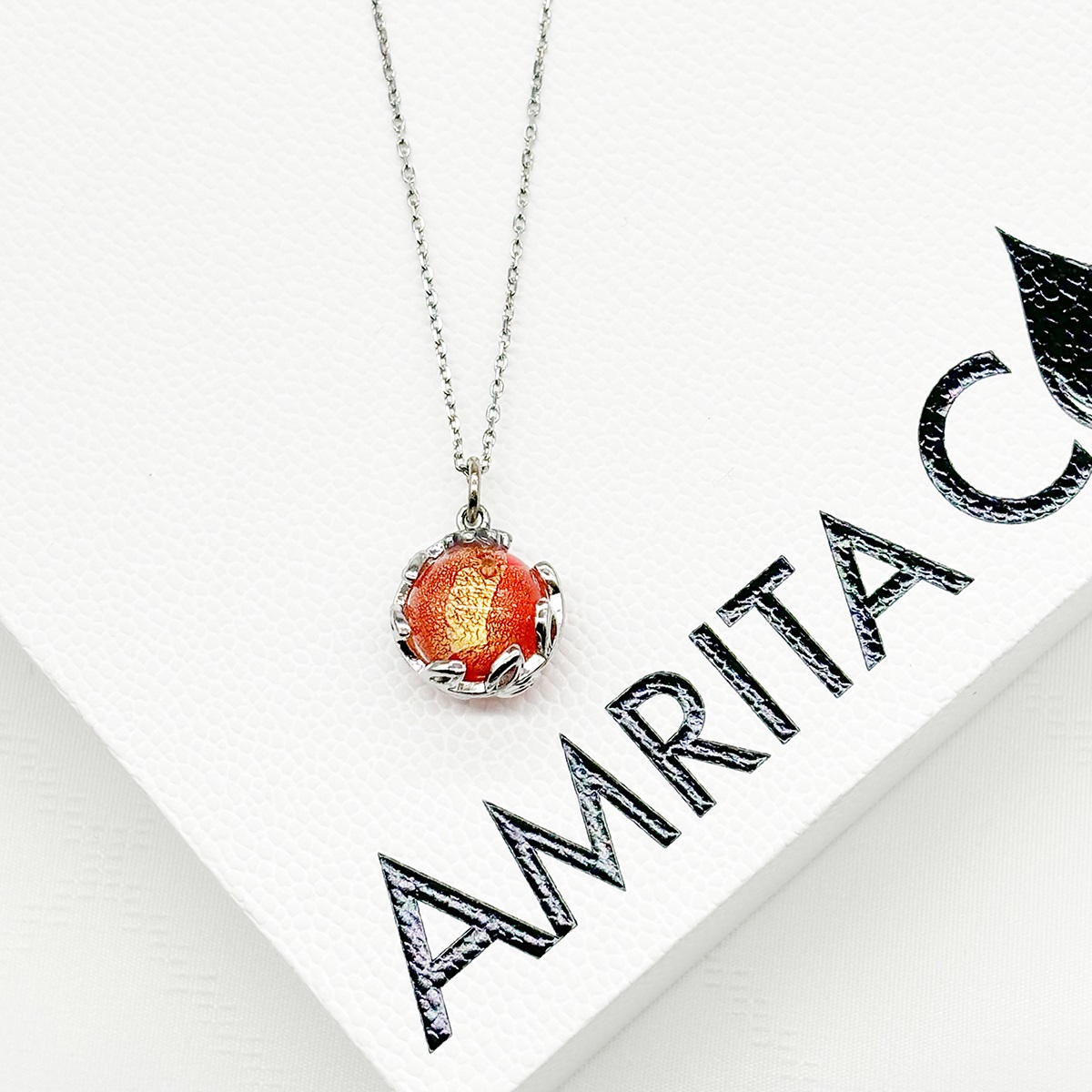 Gift Gox - Aroma Necklace White Gold - Planet Solstice Sunburst (Fire Red) + Purify