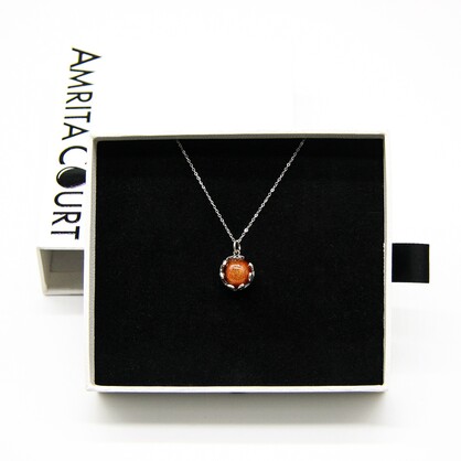 Gift Gox - Aroma Necklace White Gold - Planet Solstice Sunburst (Fire Red) + Purify