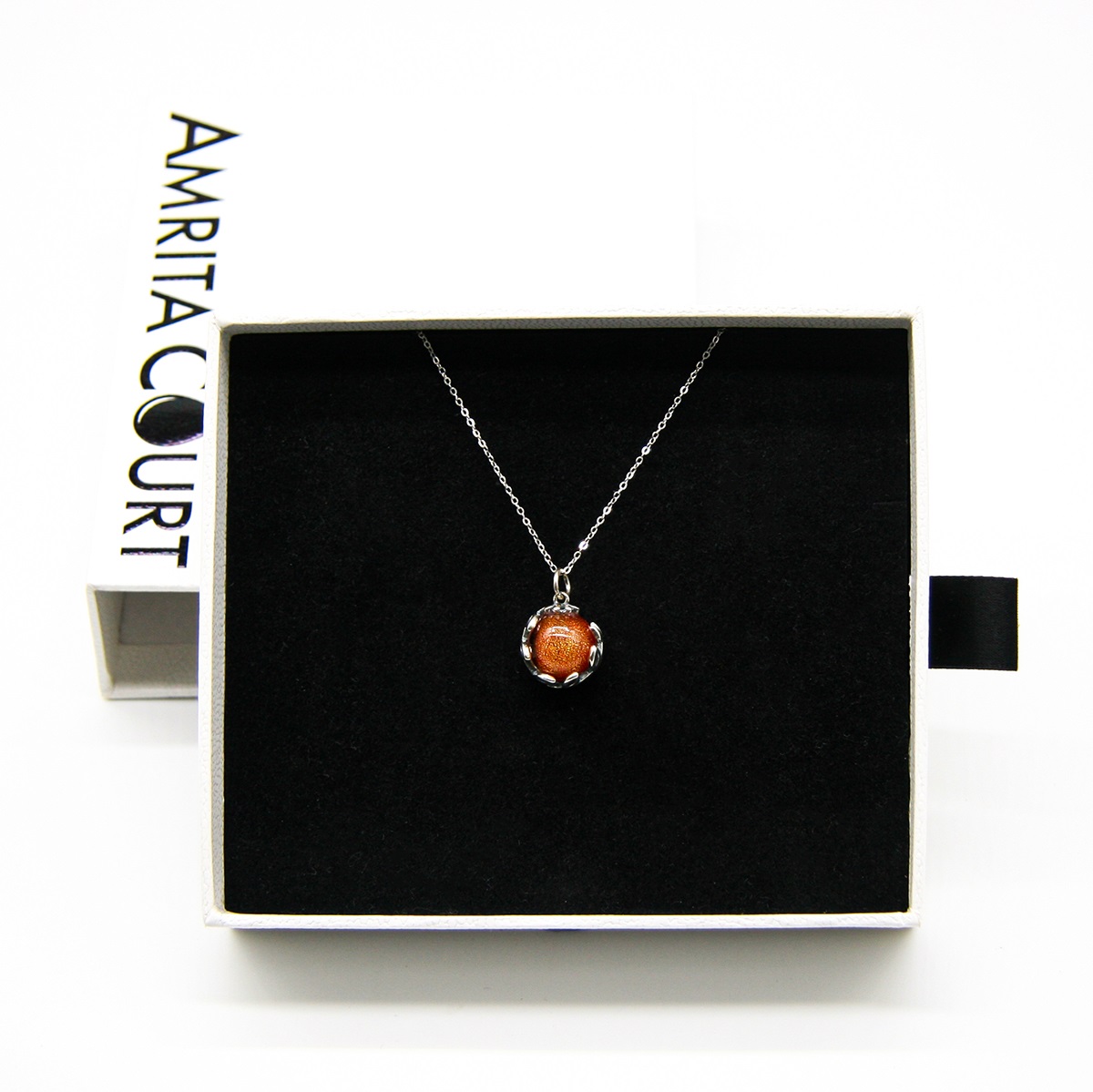 Gift Gox - Aroma Necklace White Gold - Planet Solstice Sunburst (Fire Red) + Purify