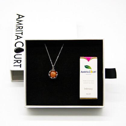 Gift Gox - Aroma Necklace White Gold - Planet Solstice Sunburst (Fire Red) + Purify