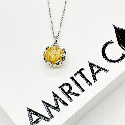 Gift Gox - Aroma Necklace White Gold - Planet Jovian Gold (Golden Yellow) + Purify