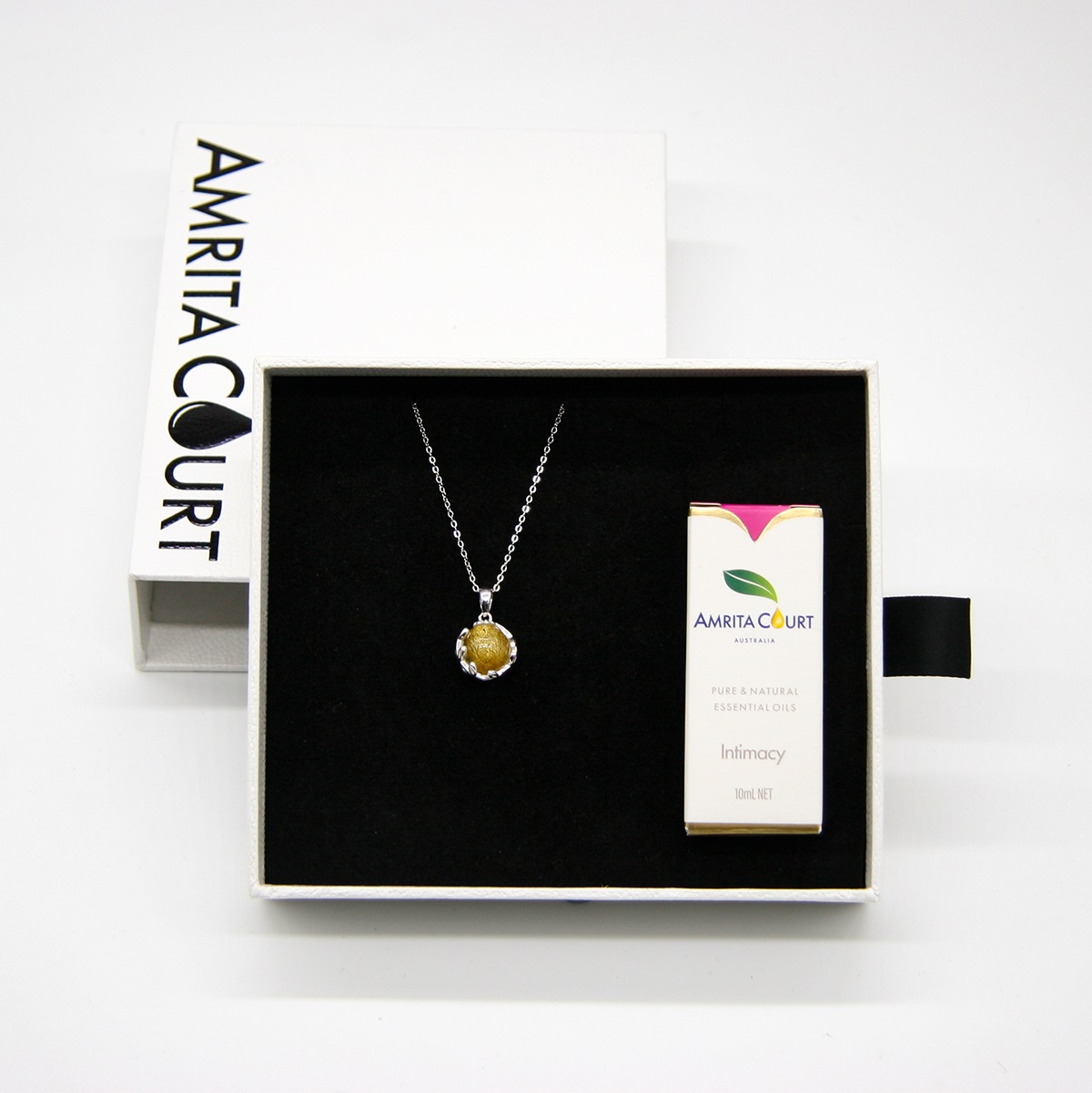 Gift Gox - Aroma Necklace White Gold - Planet Jovian Gold (Golden Yellow) + Purify