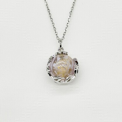 Gift Gox - Aroma Necklace White Gold - Planet Lunar Lavender (Lanvender Purple) + Purify