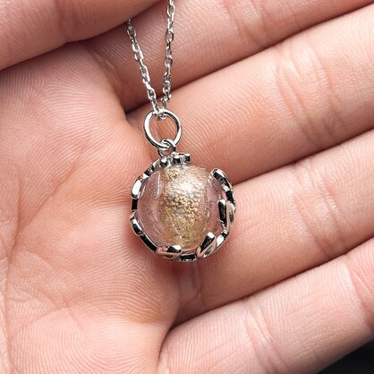 Gift Gox - Aroma Necklace White Gold - Planet Lunar Lavender (Lanvender Purple) + Purify