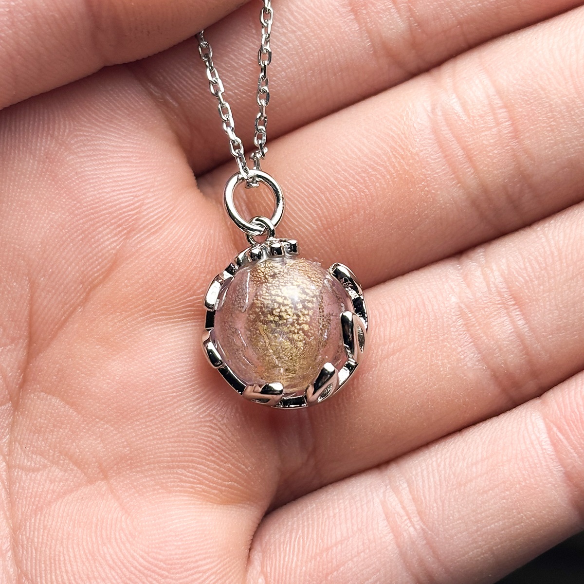 Gift Gox - Aroma Necklace White Gold - Planet Lunar Lavender (Lanvender Purple) + Purify