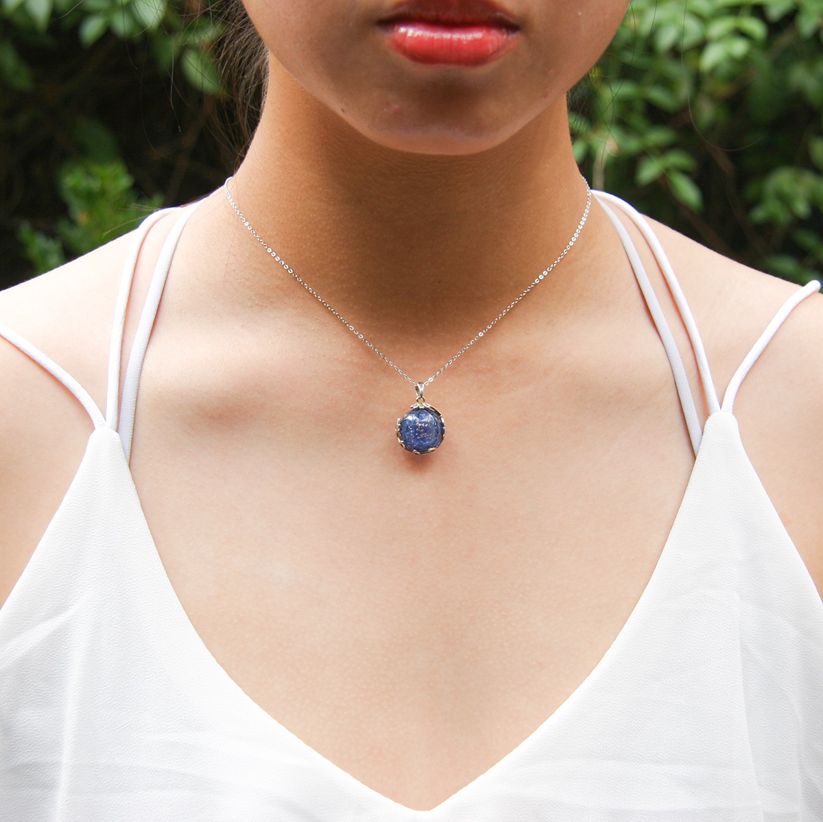 Gift Gox - Aroma Necklace White Gold - Planet Celestial Sapphire (Blue) + Purify