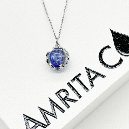 Gift Gox - Aroma Necklace White Gold - Planet Celestial Sapphire (Blue) + Purify