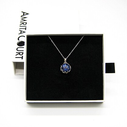 Gift Gox - Aroma Necklace White Gold - Planet Celestial Sapphire (Blue) + Purify
