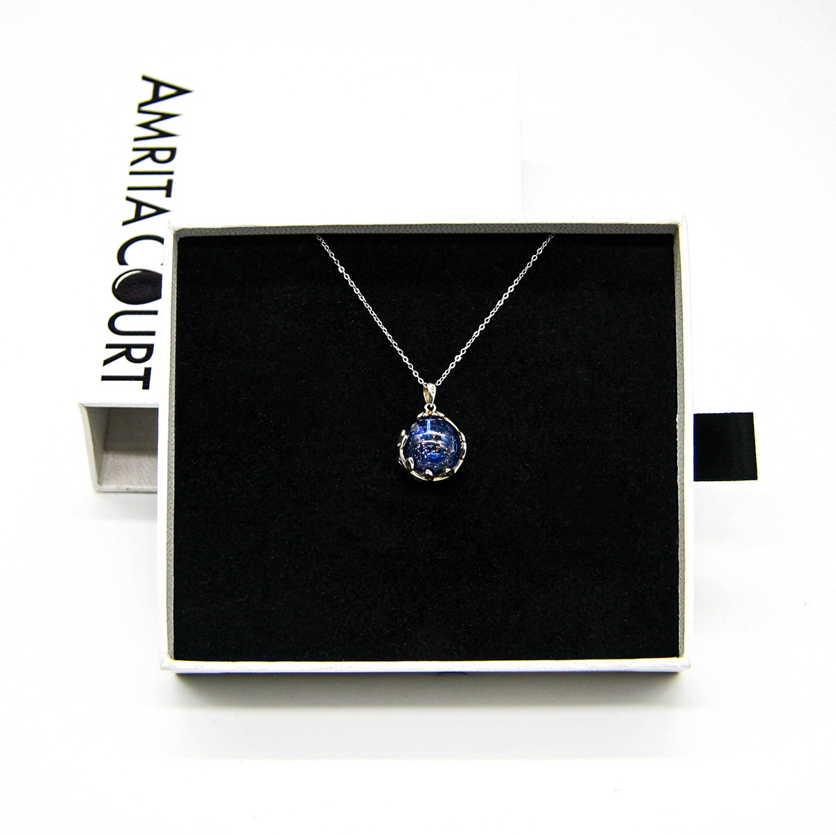 Gift Gox - Aroma Necklace White Gold - Planet Celestial Sapphire (Blue) + Purify