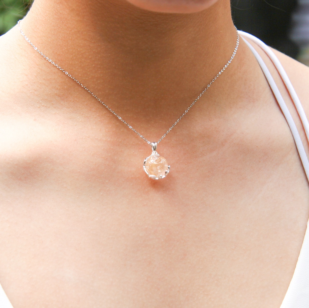 Gift Gox - Aroma Necklace White Gold - Planet Nebula Nova (Pink) + Purify
