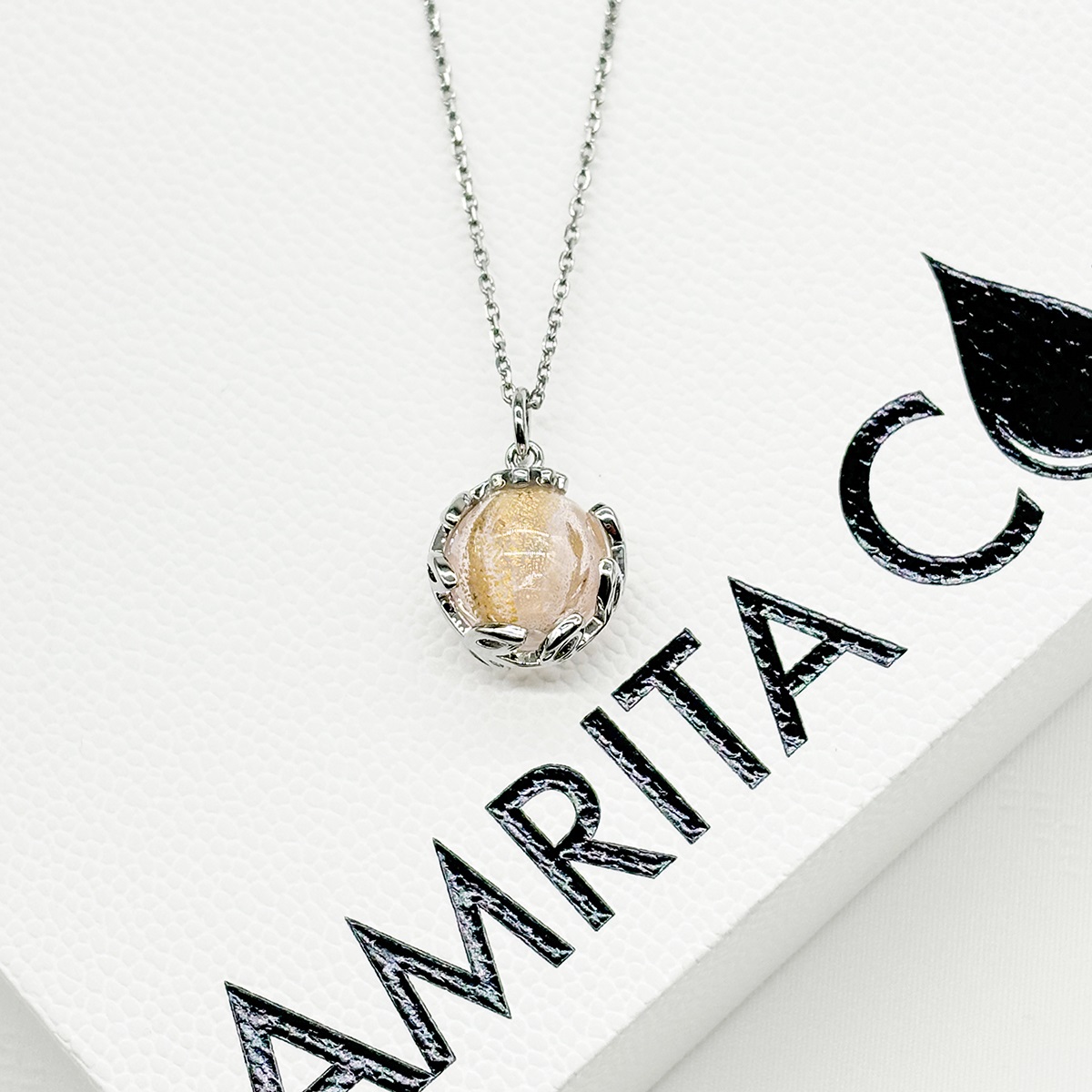 Gift Gox - Aroma Necklace White Gold - Planet Nebula Nova (Pink) + Purify