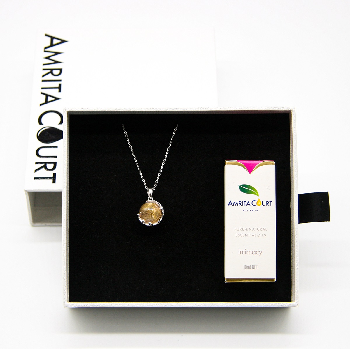 Gift Gox - Aroma Necklace White Gold - Planet Nebula Nova (Pink) + Purify