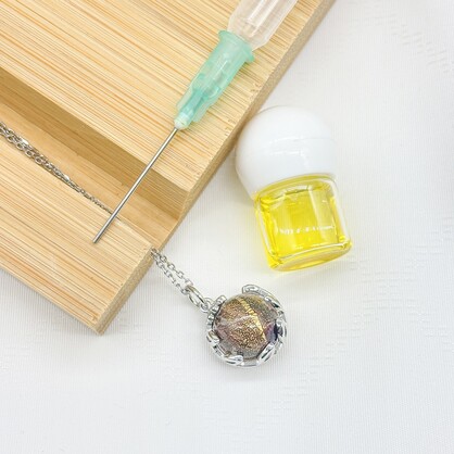 Gift Gox - Aroma Necklace White Gold - Planet Plutonian Amethyst (Golden Purple) + Purify
