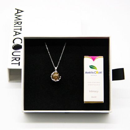 Gift Gox - Aroma Necklace White Gold - Planet Plutonian Amethyst (Golden Purple) + Purify