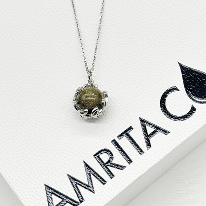 Gift Gox - Aroma Necklace White Gold - Planet Stellar Midnight (Golden dark blue) + Purify