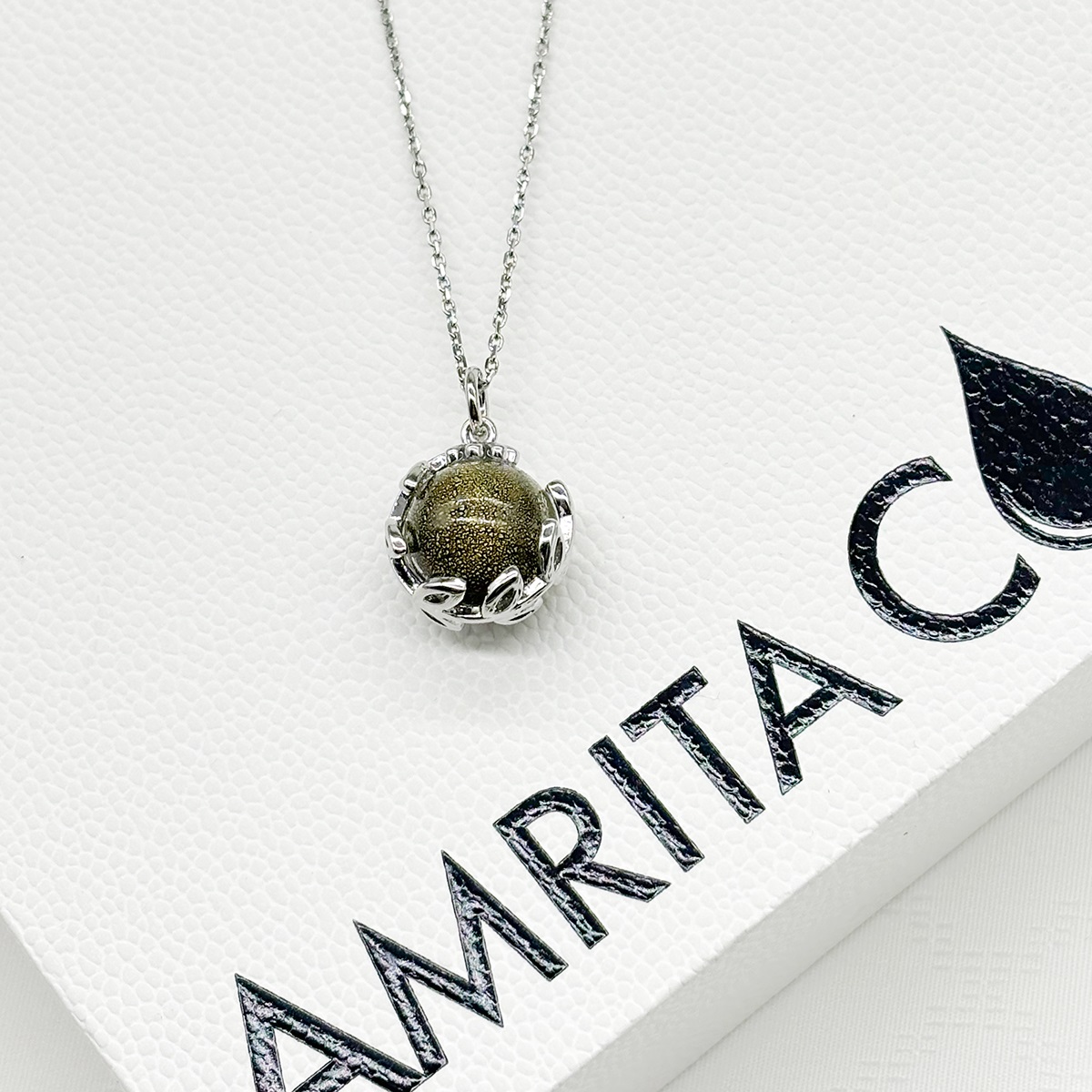 Gift Gox - Aroma Necklace White Gold - Planet Stellar Midnight (Golden dark blue) + Purify