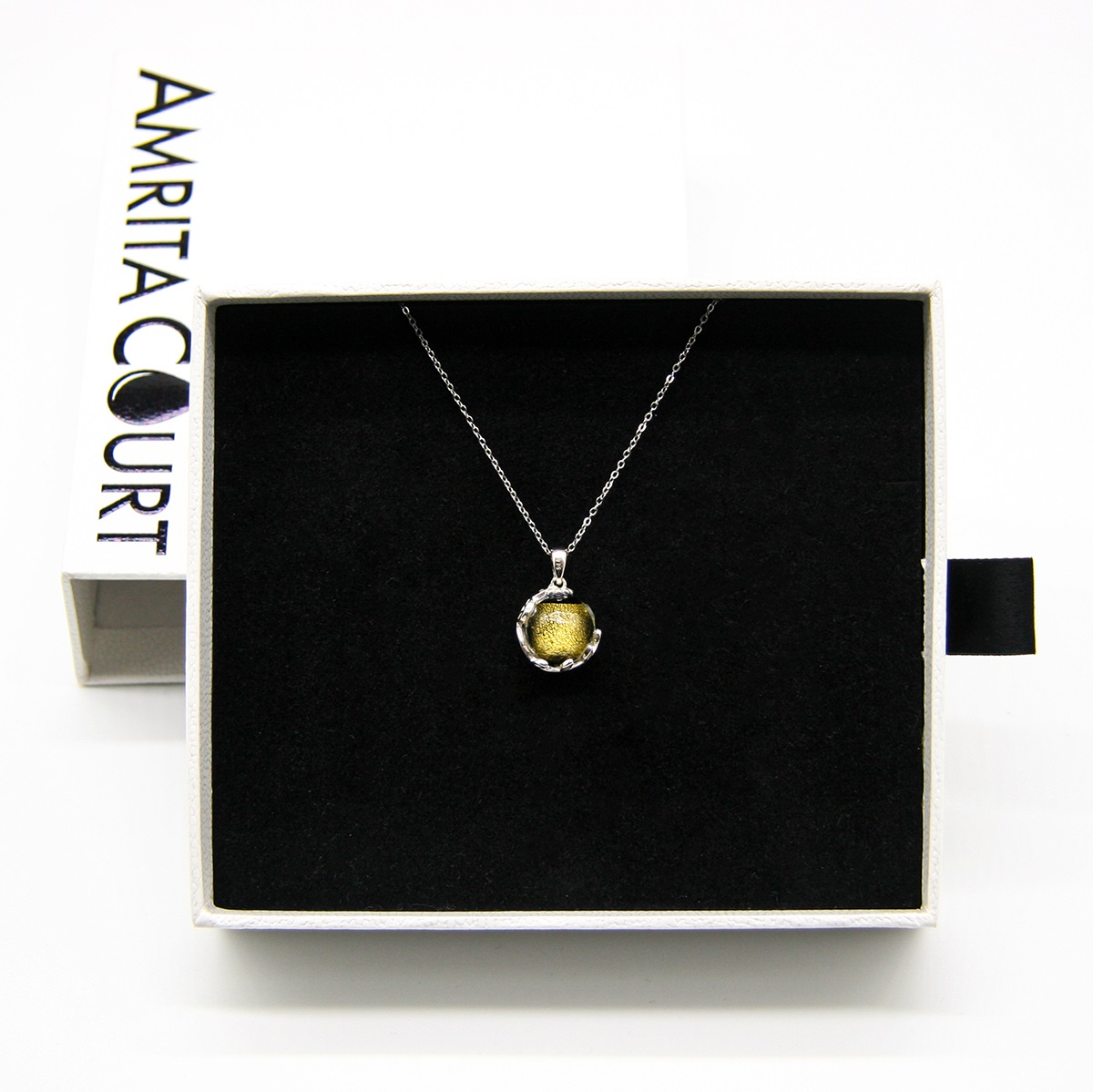 Gift Gox - Aroma Necklace White Gold - Planet Stellar Midnight (Golden dark blue) + Purify