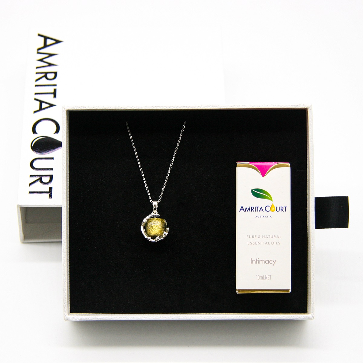 Gift Gox - Aroma Necklace White Gold - Planet Stellar Midnight (Golden dark blue) + Purify