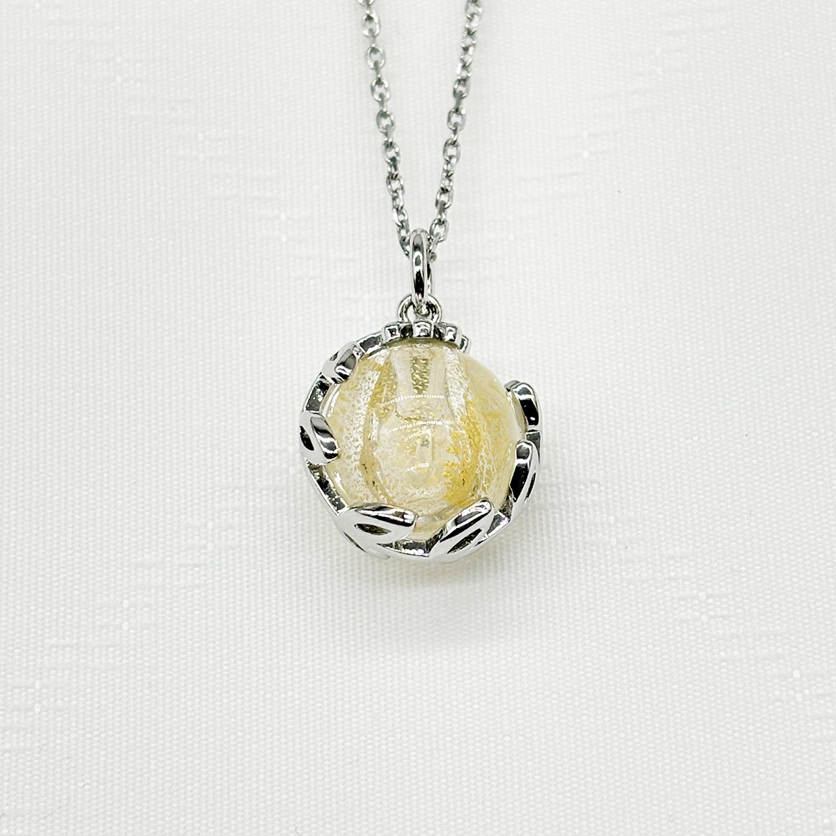 Gift Gox - Aroma Necklace White Gold - Planet Stardust Crystal (Gold Clear) + Purify