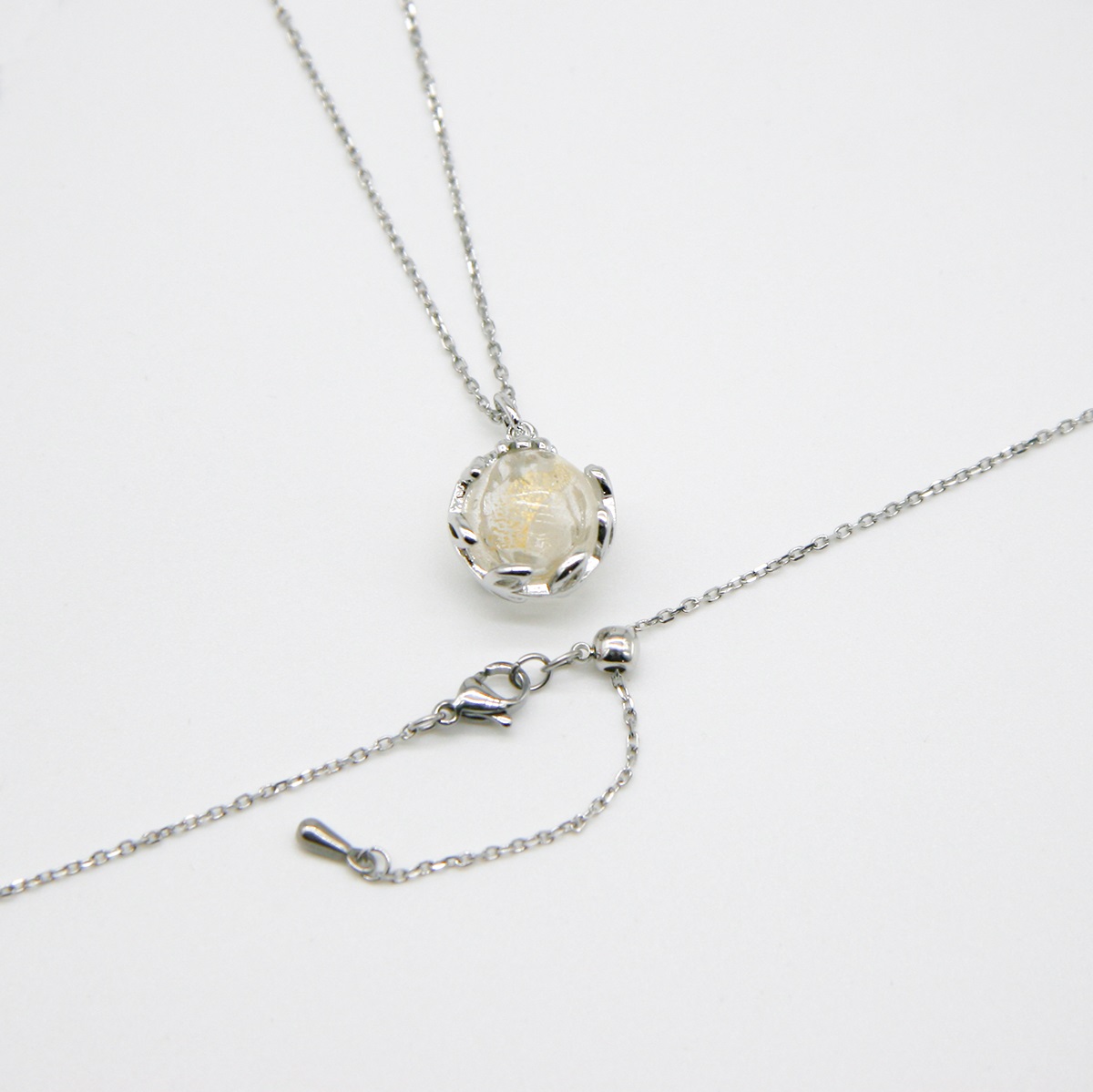 Gift Gox - Aroma Necklace White Gold - Planet Stardust Crystal (Gold Clear) + Purify