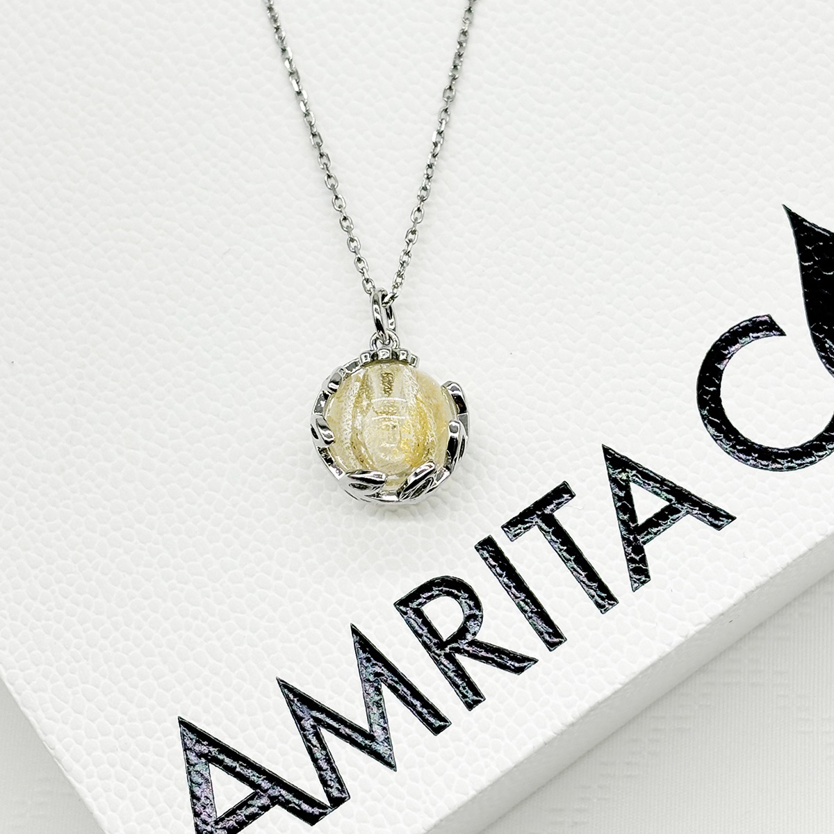Gift Gox - Aroma Necklace White Gold - Planet Stardust Crystal (Gold Clear) + Purify