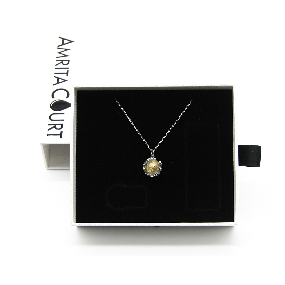 Gift Gox - Aroma Necklace White Gold - Planet Stardust Crystal (Gold Clear) + Purify