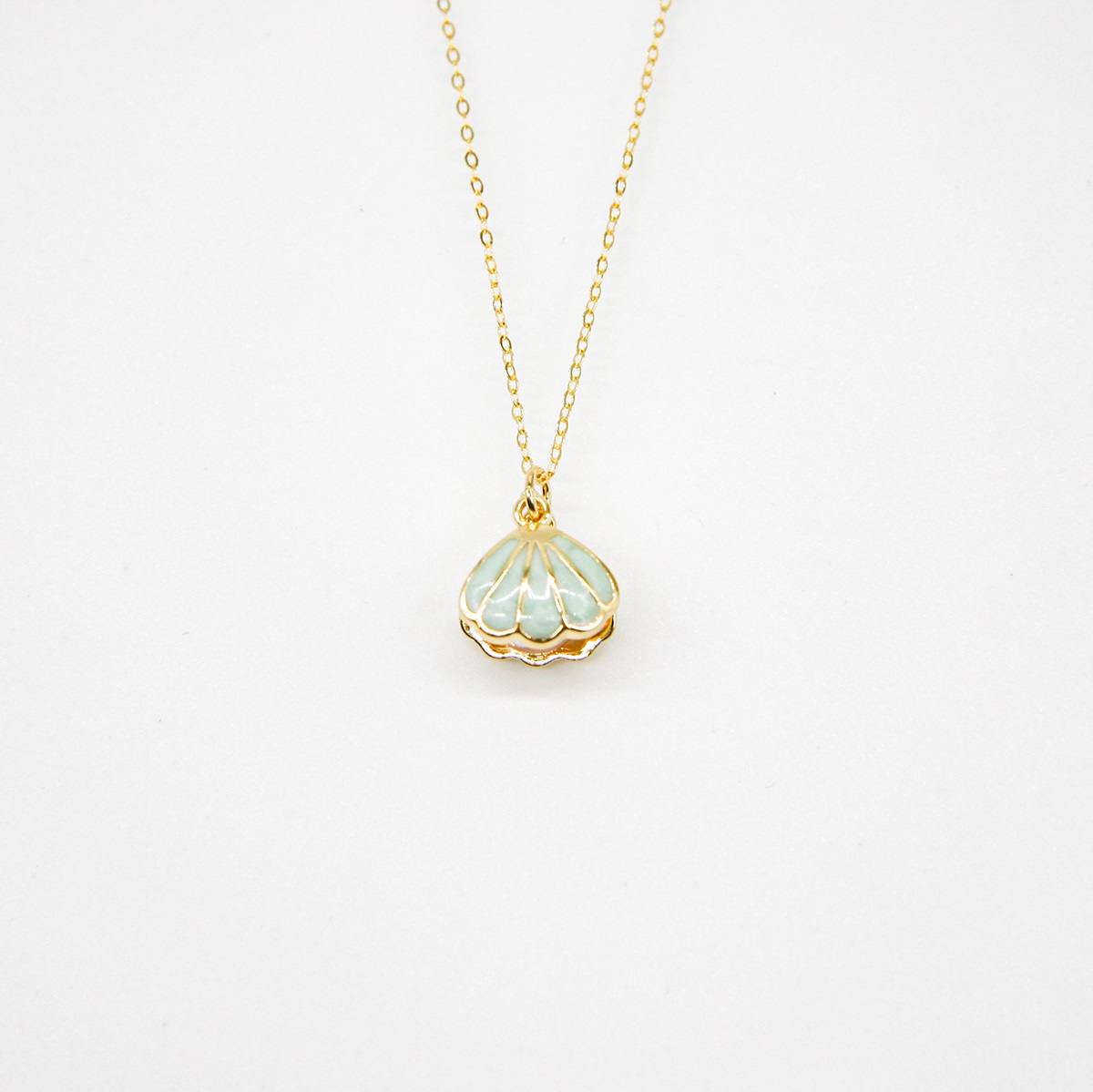 Gift Gox - Aroma Necklace 925 Silver, Gold coated - Green Shell Paradise Peach (Pink) + Purify