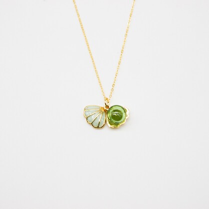 Gift Gox - Aroma Necklace 925 Silver, Gold coated - Green Shell Electric Lime (Light Green) + Purify