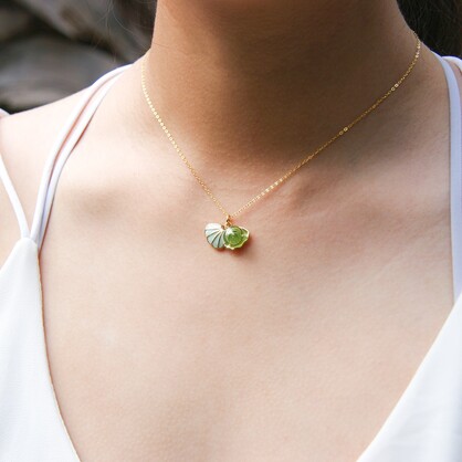 Gift Gox - Aroma Necklace 925 Silver, Gold coated - Green Shell Electric Lime (Light Green) + Purify