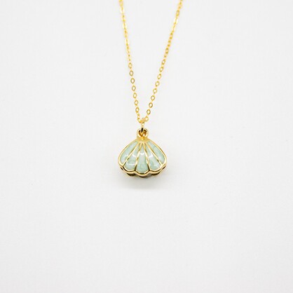 Gift Gox - Aroma Necklace 925 Silver, Gold coated - Green Shell Dreamy Lavender (Light Purple) + Purify