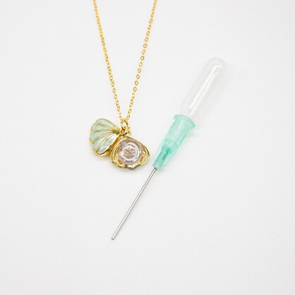 Gift Gox - Aroma Necklace 925 Silver, Gold coated - Green Shell Dreamy Lavender (Light Purple) + Purify