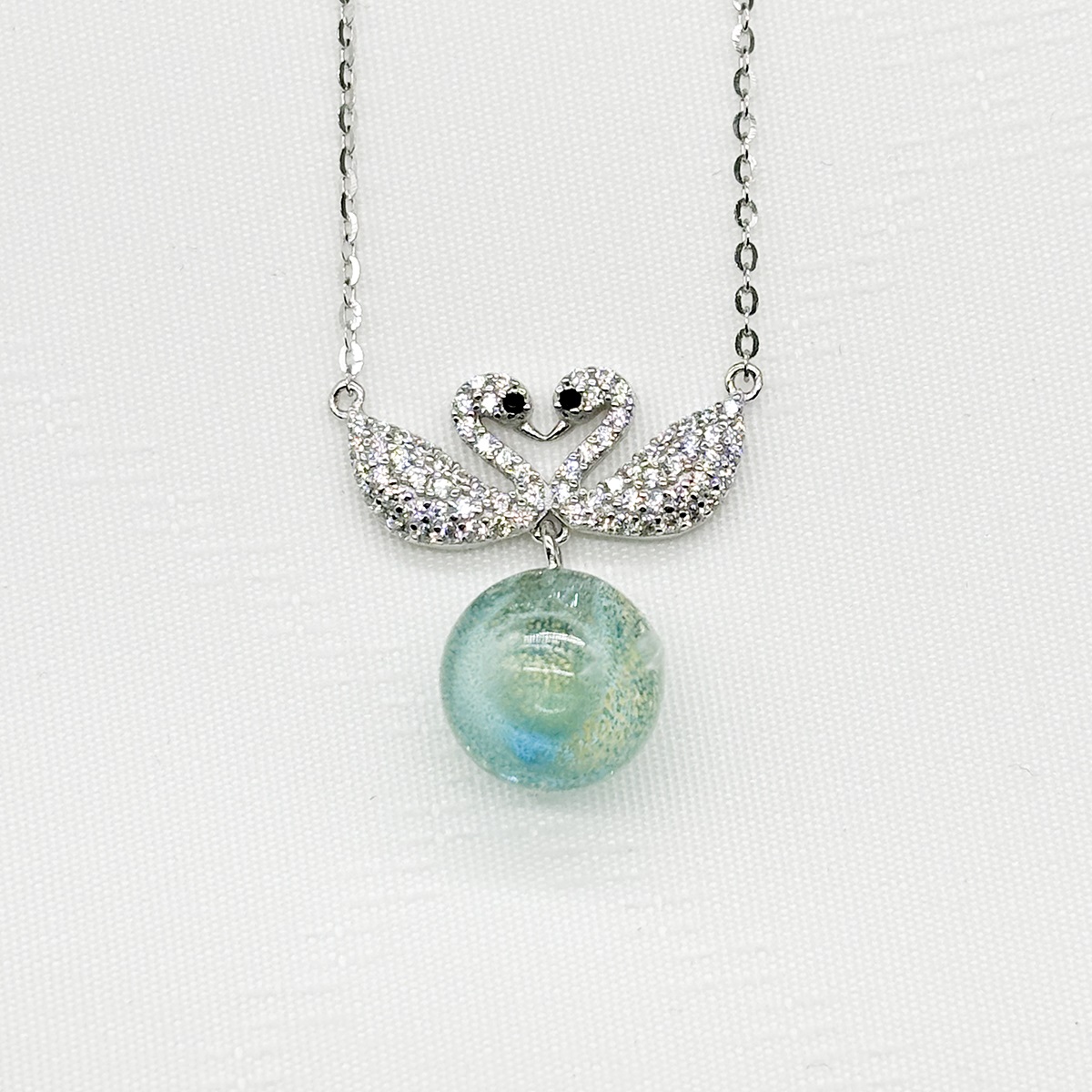 Gift Box - Sterling Silver Twin Swan Aroma Necklace - Aqua + Purify Essential Oil Blend | Aroma Jewelry Gift Set