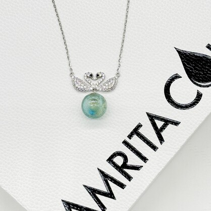 Gift Box - Sterling Silver Twin Swan Aroma Necklace - Aqua + Purify Essential Oil Blend | Aroma Jewelry Gift Set