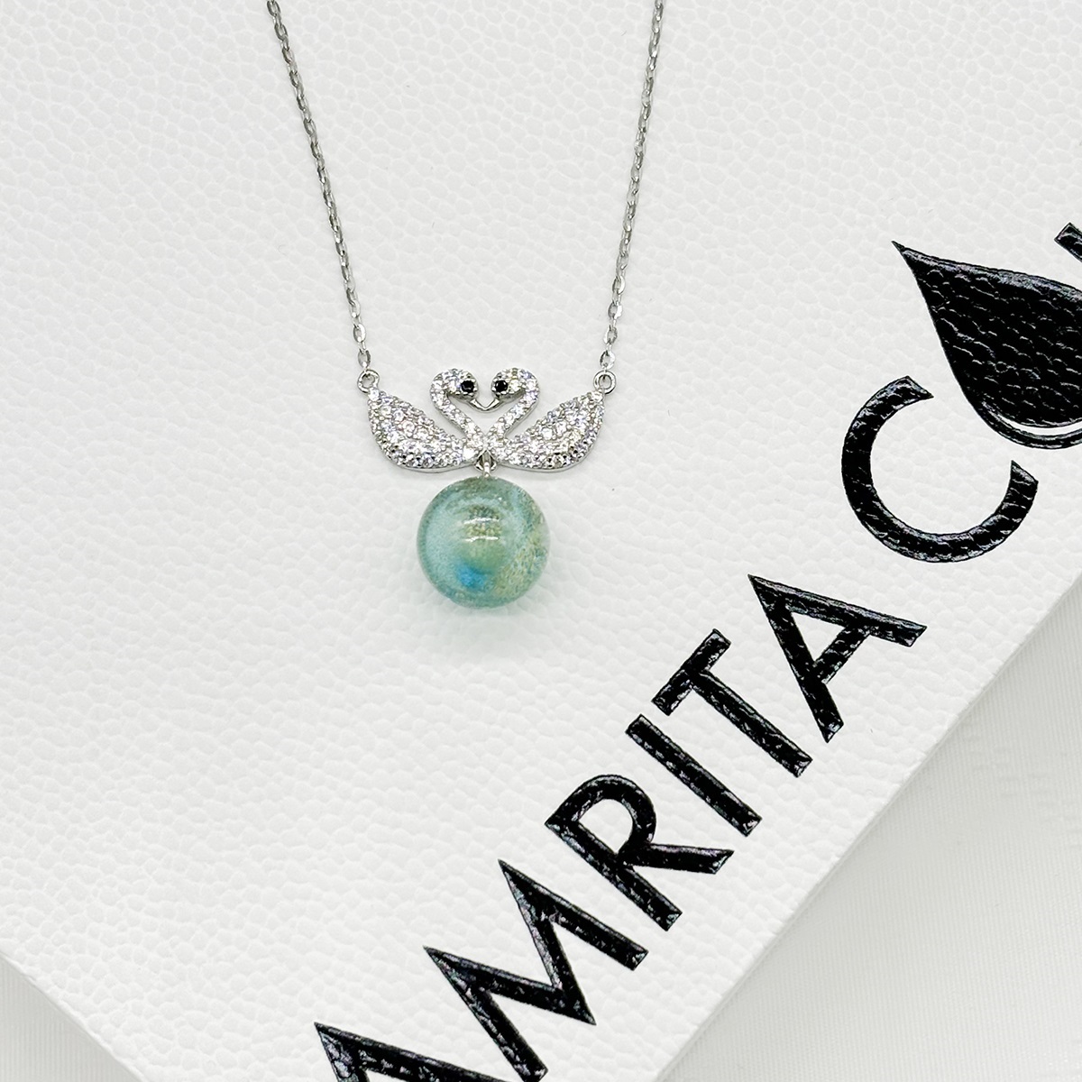 Gift Box - Sterling Silver Twin Swan Aroma Necklace - Aqua + Purify Essential Oil Blend | Aroma Jewelry Gift Set