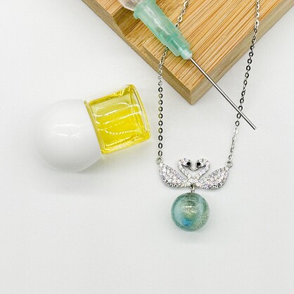 Gift Box - Sterling Silver Twin Swan Aroma Necklace - Aqua + Purify Essential Oil Blend | Aroma Jewelry Gift Set