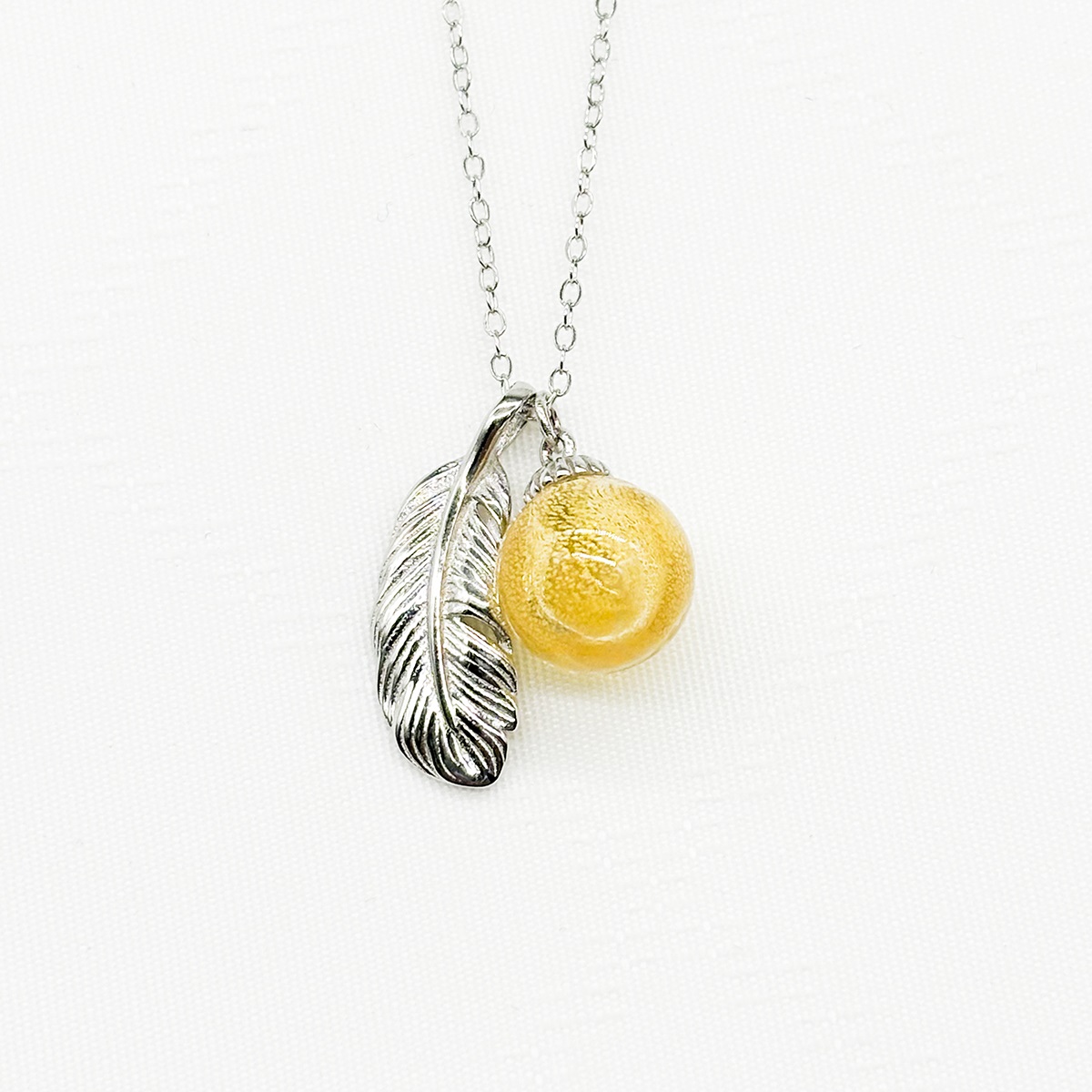 Gift Box - Sterling Silver Leave Aroma Necklace - Yellow +Purify Essential Oil Blend | Aroma Jewlery Gift Set